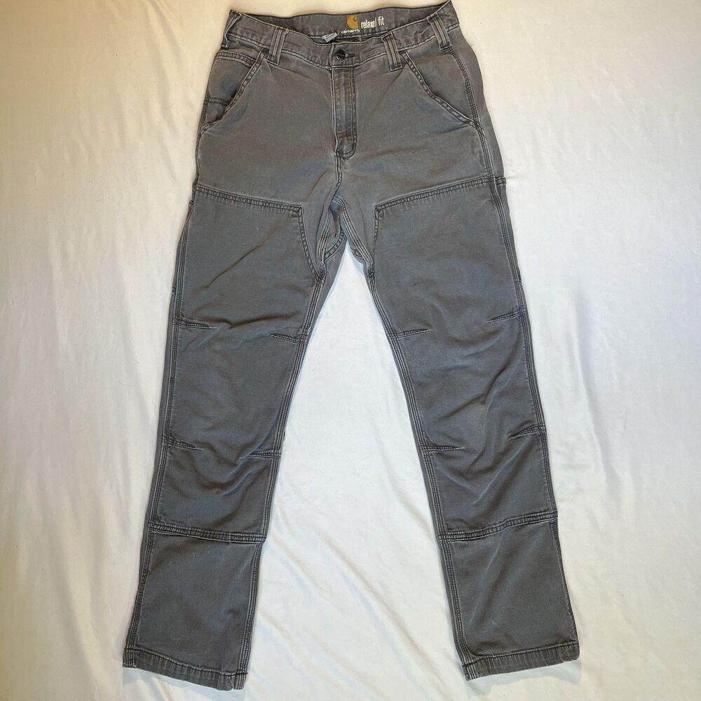 Carhartt Pants Men's Size 30x31 Gray Canvas Double Knee Relaxed Fit 102802-029